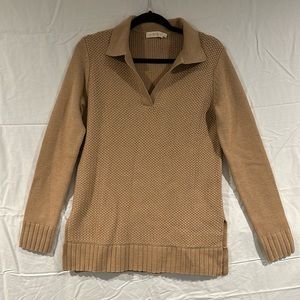 Tory Burch V-Neck Collared Sweater - Size Small